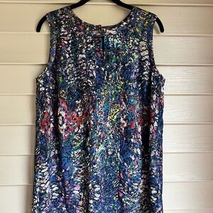 Cabi Stained Glass Keyhole Front Sleeveless Blouse Size Medium